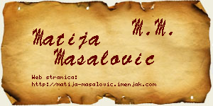 Matija Masalović vizit kartica